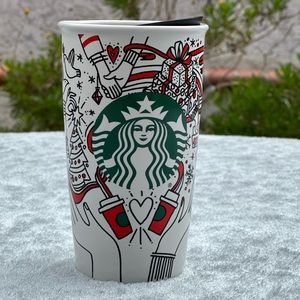 Starbucks 2017 Holiday Traveler Ceramic Cup 12 fl oz